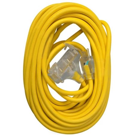 Master Electronics SJTW Extension Cord, 12 AWG, Outdoor, 12/3, 3 Outlets, Yellow, 50 ft 491412